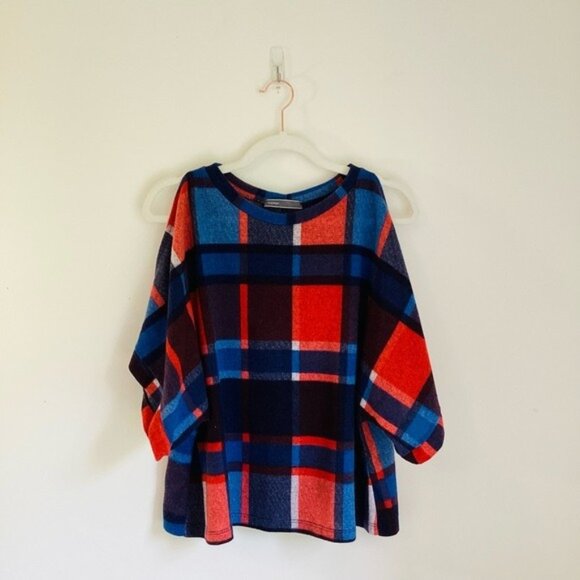Plaid Oversized Short Sleeve Top By Cherish S - Picture 1 of 7